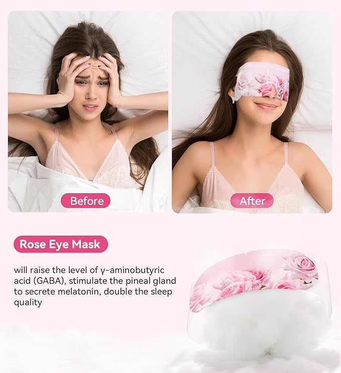 6 Packs Rose Heated Eye Mask - Heating Eye Mask Warm Compress for Dry Eyes Puffiness Dark Circles Sleep Stye Irritation Stress Relief Self Care Wellness Spa Relaxation Gift
