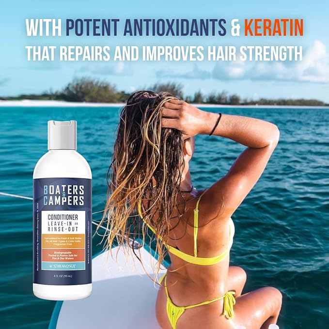 STREAM 2 SEA Boaters and Campers Hair Conditioner, 4 oz Reef Safe, Fragrance Free All Natural Conditioner For Camping and Boating, Paraben Free Deep Conditioner For Dry Damaged Hair