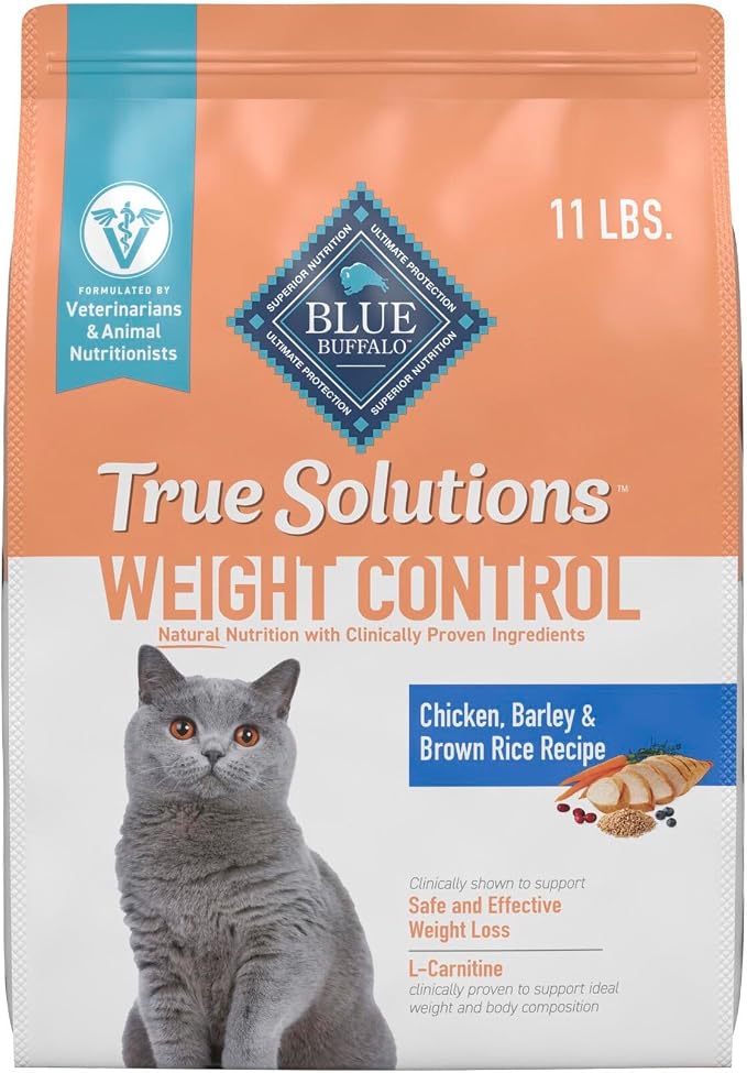 Blue Buffalo True Solutions Weight Control Chicken Dry Cat Food, 11 lb | Adult Formula, L-Carnitine & Enriched Fiber, Veterinarian Formulated