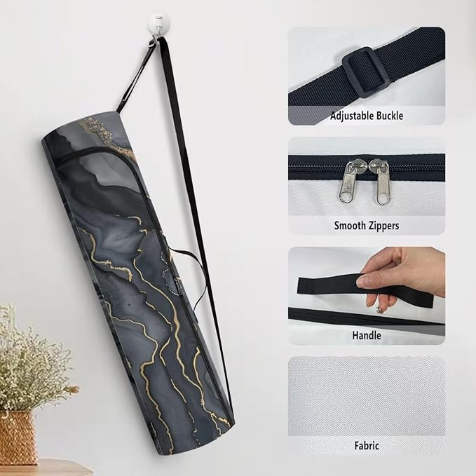 Yoga Mat Bag with Adjustable Shoulder Strap and Handle Zipper, 30in Wide x 6.3in Diameter for Yoga Mat Storage