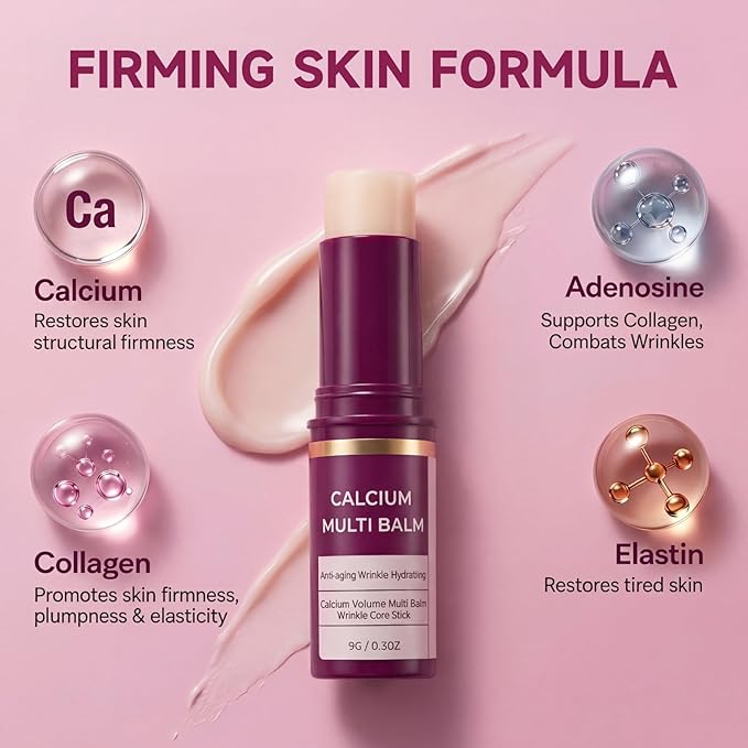 AMRAM Calcium Multi-Balm Stick with Vitamin D | Skin Firming & Hydrating Balm for Under-Eyes, Face & Neck | Supports Collagen, Improves Elasticity | 0.3 oz/9g