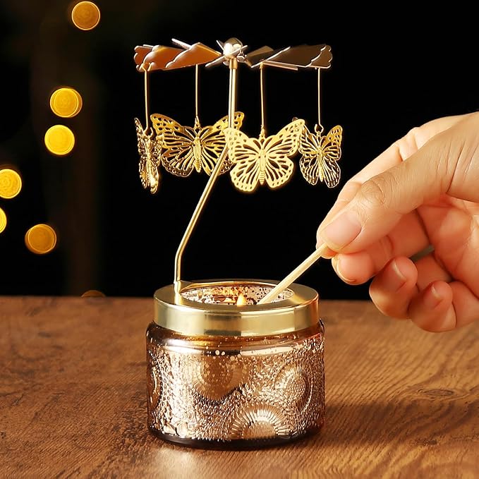 Butterfly Rotating Scented Candle, Gifts for Women Mom Daughter Sister Wife | Birthday Gifts for Women Friendship, Unique Candle Gift for Christmas Anniversary Mothers Day