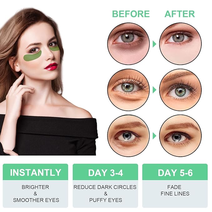 Aloe Vera Eye Mask, 60 Pcs Under Eye Patches, Eye Treatment Mask for Under Eye Bags, Dark Circles, Puffy Eyes, Fine Lines, Anti-Aging and Anti-Wrinkle, Hydrating Eye Mask Skincare