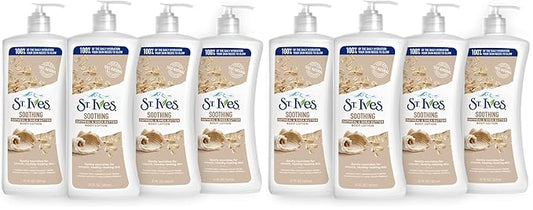 St. Ives Soothing Hand & Body Lotion for Women with Pump, Daily Moisturizer Oatmeal and Shea Butter for Dry Skin, Made with 100% Natural Moisturizers, 21 fl oz, (Pack of 8)