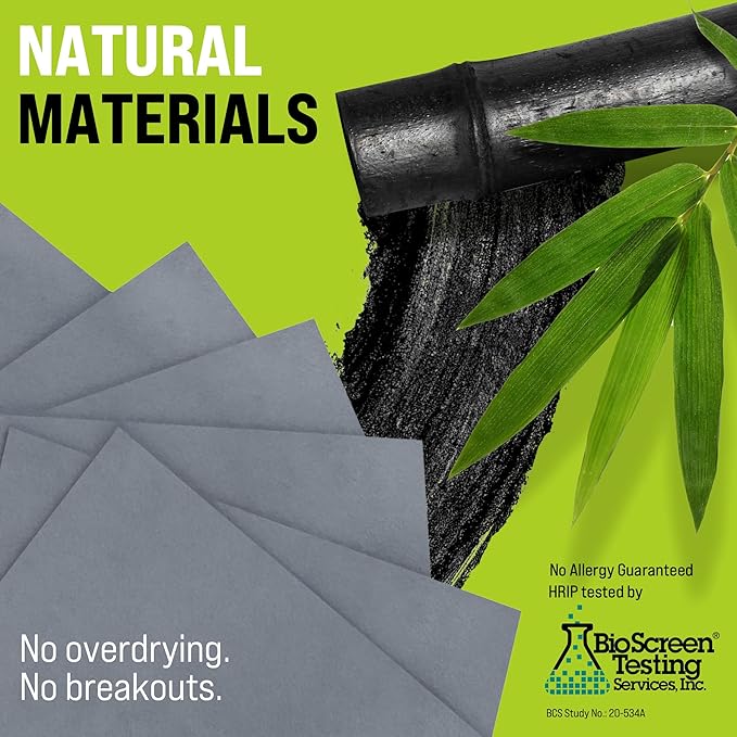 Natural Oil Blotting Sheets for Face with Bamboo Charcoal - 2pk/200 Makeup Friendly Oil Absorbing Sheets for Face - Blotting Papers for Oily Skin - Perfect for Keeping in Purse - Oil Control Film