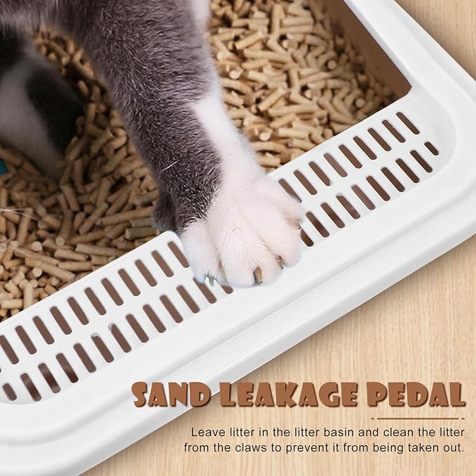 Milisten Cat Litter Box with Scoop Splash-Proof Kitten Litter Pan Medium Square Plastic Cat Toilet and Pet Housebreaking