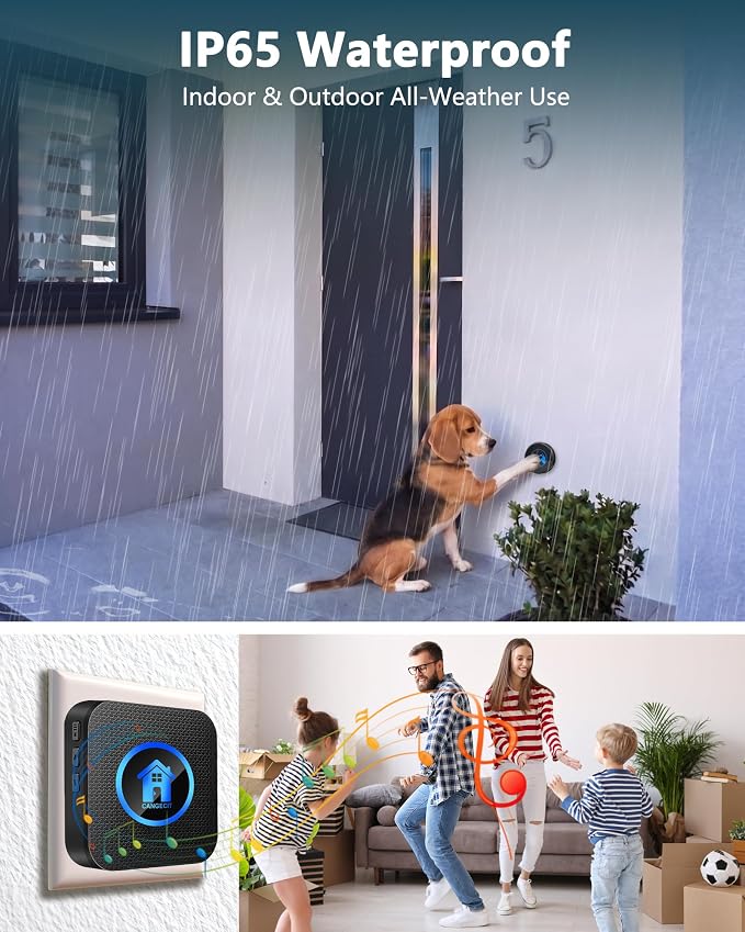 Dog Door Bell for Potty Training, Smart Wireless Doggie Doorbell to Go Outside, 1000 Feet Long Range with IP65 Waterproof Super-Light Touch Button, 60 Melodies & Adjustable Volume (1 Button)