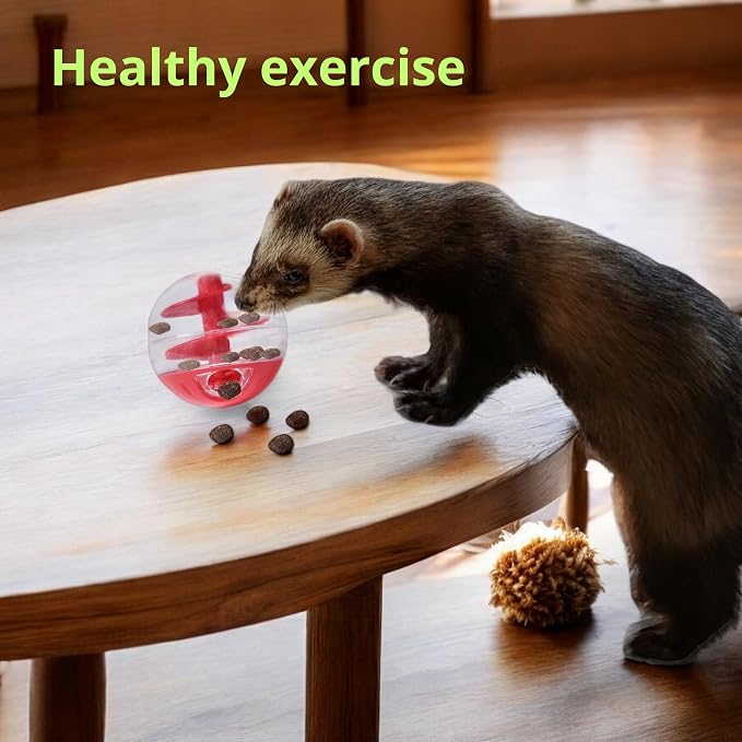 Ferret Treat Ball Interactive Toy Balls for Small Animal, Enrichment Toys Ferrets Dry Food Ball for Ferrets Guinea Pig Rat Chinchilla Hedgehog Bunny, Pet Ferret Accessories (S, Spiral)