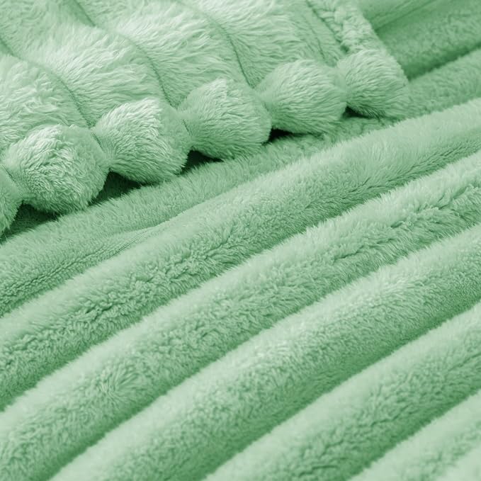 Exclusivo Mezcla Striped Queen Size Fleece Blanket for Bed, Couch, 90"x90" | Soft Breathable Cozy Bed Blankets, Lightweight Plush Fluffy Fuzzy Jacquard Decorative Blankets