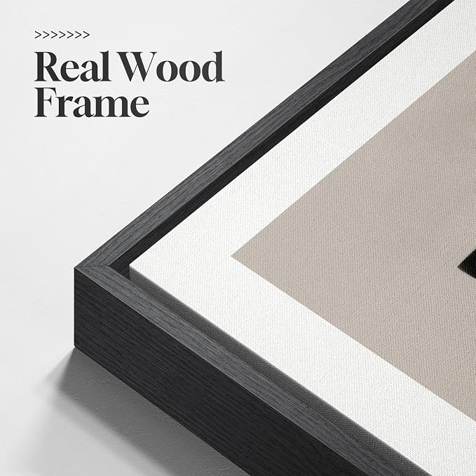 Large Framed Black and White Neutral Abstract Wall Art for Living Room, 2 Piece Modern Canvas Prints Artwork for Walls, Beige Minimalist Geometric Pictures for Bedroom Hallway Wall Decor 24x36 In