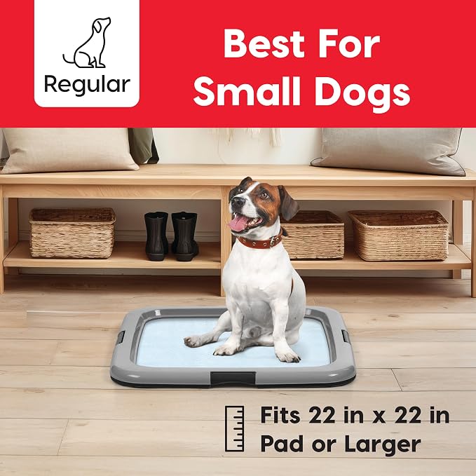 IRIS USA Pee Pad Holder, Fits 22x22 Pads, Black/Gray, Made in USA | Dog Training Pad Holder, Holds Pads in Place, Leakproof Design, Secure Latches, Non-Skid Feet, Easy Clean Surface