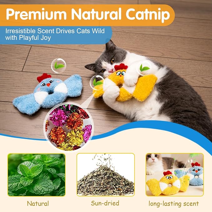 ETEKYER Cat Toys Bird, Catnip Toys for Indoor Cats, 3 Pack, 8.66 Inches