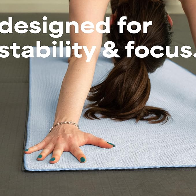 S&T INC. Aura Yoga Mat Towel with Non-Slip Grip, Enhanced Silicone Grip, Soft and Absorbent for Gym, Pilates, and Hot Yoga Mat, 24 inches x 72 inches, 340GSM, Blue