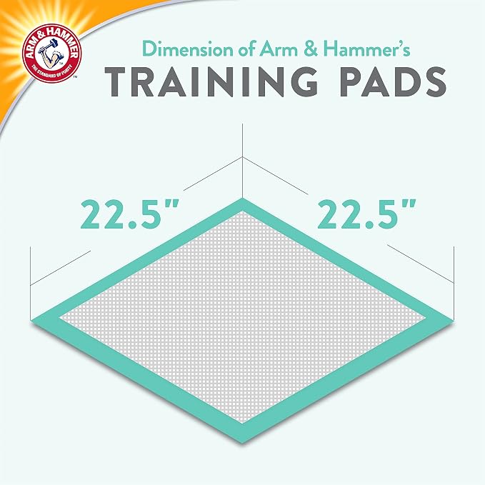 Arm & Hammer Green Tea Pet Training Pads, 8 Count | Super absorbent, baking soda infused, 2x odor control, 5-layer leak-proof design, 22.5 x 22.5 in, daily
