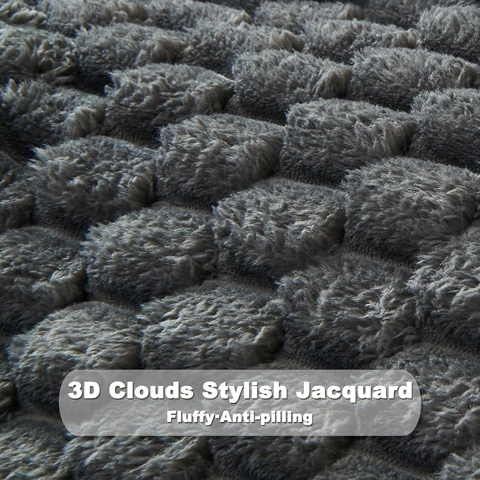 NEWCOSPLAY Fleece Clouds Cozy King Blanket for Couch, Grey, 90"x110" | Premium Silky Flannel Blanket, Soft Lightweight Fluffy Throw Blanket for Bed Sofa Decor, Gift for All Season Use