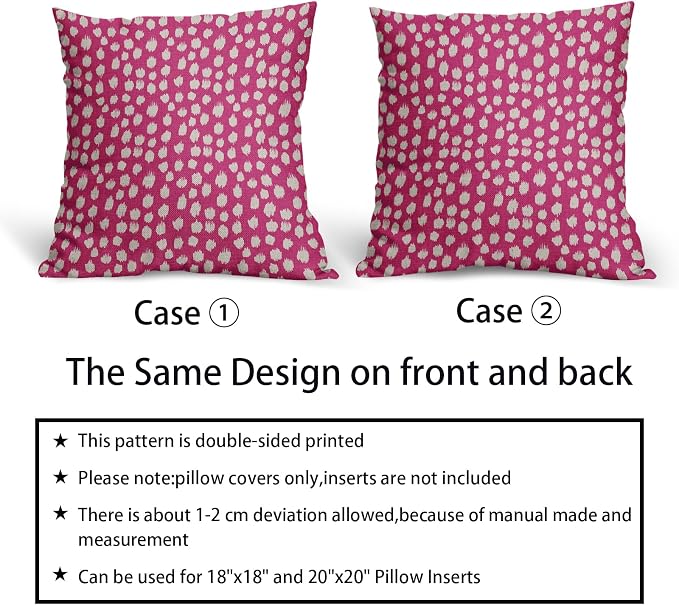 Sweetshow Hot Pink Cream Dots Pillow Covers 24x24 Set of 2 Boho Design Polka Dot Throw Pillows Modern Trendy Print Outdoor Decorative Pillowcase Square Linen Cushion Cases Decor for Sofa Couch Bed