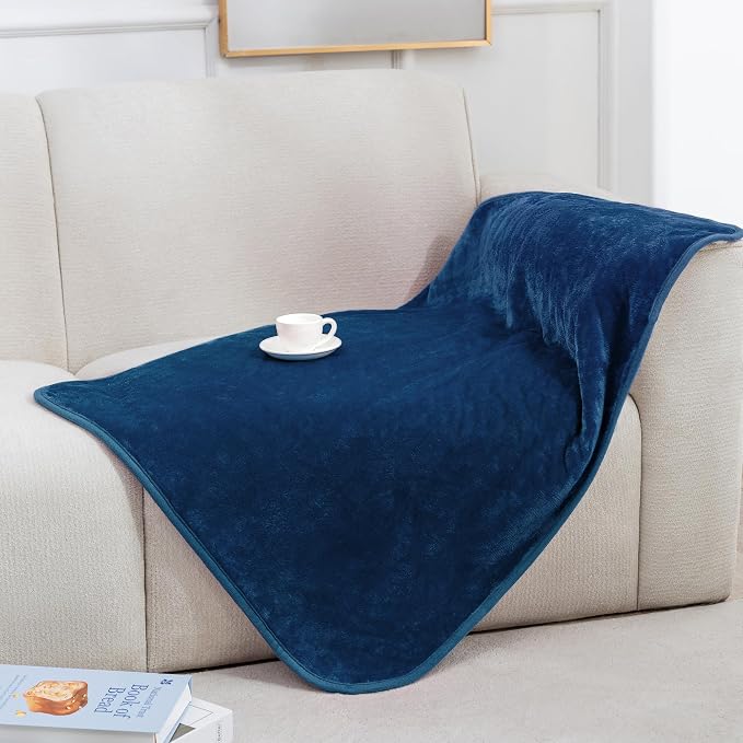 gogobunny Waterproof Pet Blanket for Small Dogs and Cats, Reversible Sherpa Fleece Soft Plush Throw for Couch Protection, Washable Furniture Protector (Navy Blue, 30x40 inches)