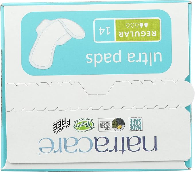 Natracare Slim Fitting Ultra Pads with Wings, Regular, Made with Certified Organic Cotton, Ecologically Certified Cellulose Pulp and Plant Starch (12 Pack, 168 Pads Total)