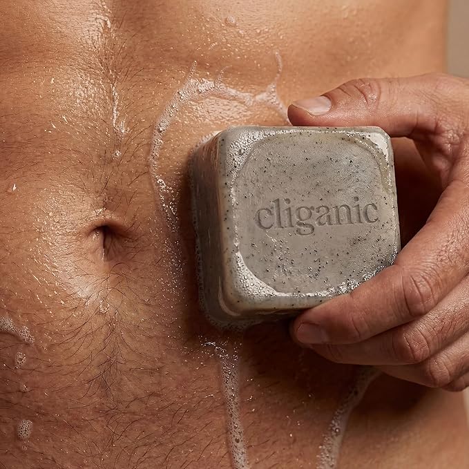Cliganic Exfoliating Bar Soap – Body Scrub Soap with 98% Natural Ingredients Cleanses, Smooths & Revitalizes Skin, Moisturizing Soap Bar- Cypress Neroli & Violet Wood Scents (2 Pack)