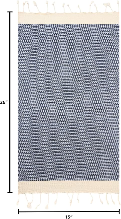 BAY LAUREL Turkish Hand Towel – Pack of 2 | Soft & Absorbent Decorative Towels for Bathroom, Hand, Face, Hair, Gym, Yoga, SPA, Kitchen & Tea | Boho Decor (Navy, Diamond 15x26 Inches (Set of 2)