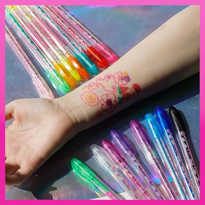 Barbie 16 Piece Glitter Pen Body Art Set, Glittery and Bright Colors, Ages 3 by Townley Girl