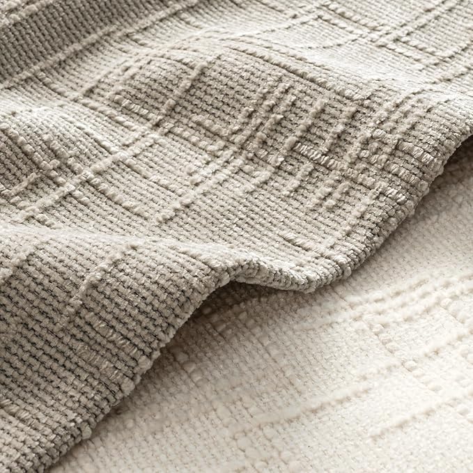 MIULEE Chenille Textured Throw Pillow Covers Light Brown 20x20 Set of 2 | Slubby Decorative Pillows, Boho Farmhouse Home Decor, Modern Neutral Cushion Covers for Couch Sofa Bed Living Room