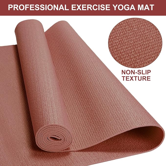 3 mm Thin Yoga Mats Bulk, Lightweight PVC Exercise Mats Non Slip Workout Fitness Pads for Yoga Pilates Stretching Classes Gym Home Studio, Easy to Clean