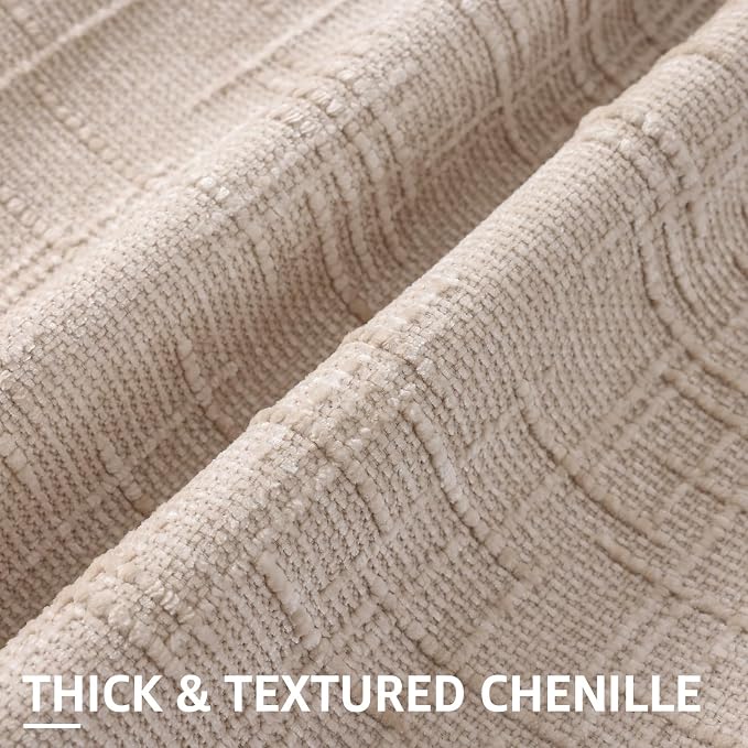 decorUhome Textured Chenille Throw Pillow Covers 18x18 Set of 2 Ivory | Fall Modern Farmhouse Soft Cozy Slubby Couch Pillow Cases Boho Decorative Pillow Cases for Bed Sofa Living Room Home Decor