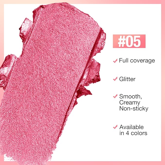 Boobeen Glitter Lipstick for Women Metallic Lip Stick Sparkling Shine Lip Makeup, Bold Smooth Lip Color High Pigment Long Lasting, Creamy Lipstick Full Coverage