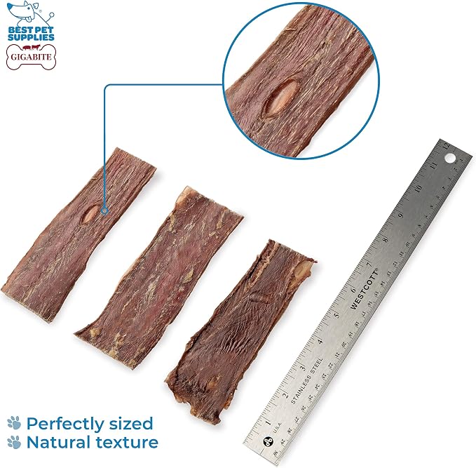 GigaBite Beef Esophagus Dog Treats Strips - 6 Inch , 22 Pack | All Natural, Single-Ingredient Beef Gullet Chews, High Protein, Rawhide Free, Supports Dental Health