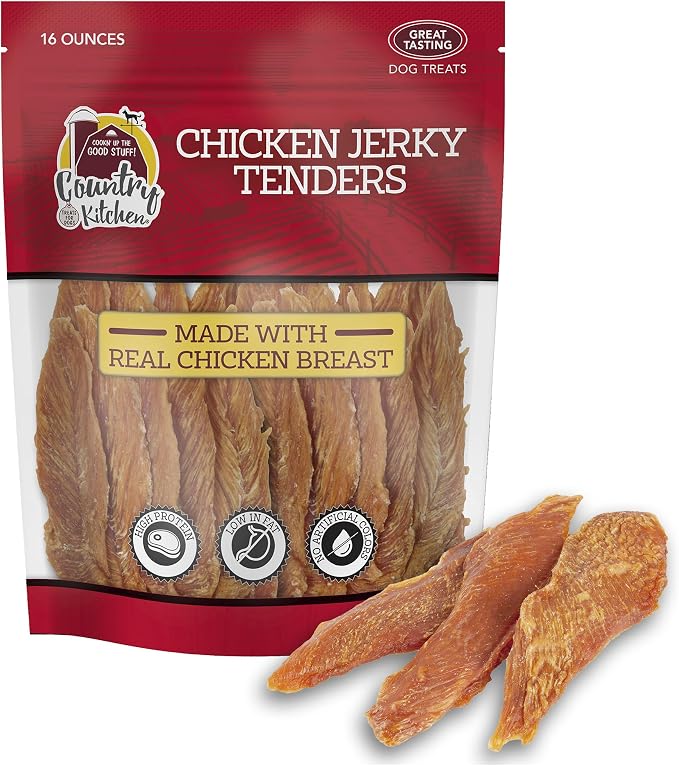 Country Kitchen Chicken Jerky Tender Dog Treats, High Protein, 16 oz | Quality Ingredients Made with Real Chicken, Low Fat, No Artificial Colors