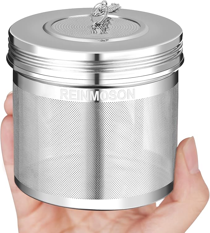 Reinmoson 2 Pack Large Tea Ball Infuser for Loose Leaf Tea & Spice Ball for Cooking Soup, 304 Stainless Steel, Threaded Lid, Chain Hook, Extra Fine Mesh Tea Strainer Ball for Herb, Iced Tea