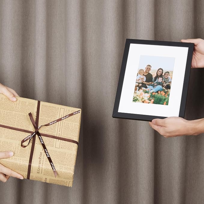 upsimples 8x10 Picture Frames, Gallery Wall Frames Set of 5, Black | Photo Frame Collage Wall Decor, 8 x 10 Frame, 5x7 Frame with Mat for Family, Baby, Hallway, Christmas