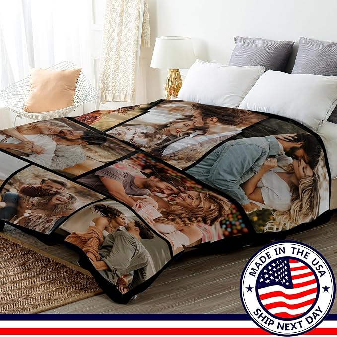 Ship Next Day, Custom Blanket with Picture Customized Photo Blankets Customize, Customizable Blanket, Personalized Christmas Funny Gifts for Couple, Girlfriend, Boyfriend, Mom, Dad, Wife, Husband