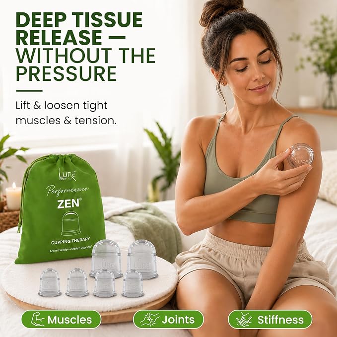 Silicone Cupping Therapy Set 6 Professional Massage Cupping Cups for Cupping Therapy Cup Kit for Massage, Myofascial Release, Cellulite Reduction