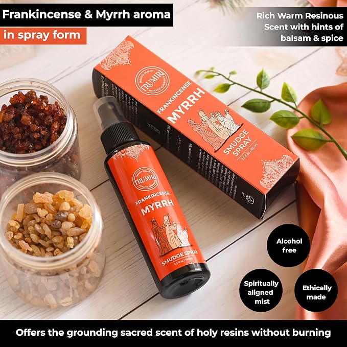 Frankincense and Myrrh Essential Oil Spray for Negative Energy Cleansing of Home - Non Toxic Natural Room Spray and Body Mist - Essential Oil Car Freshener