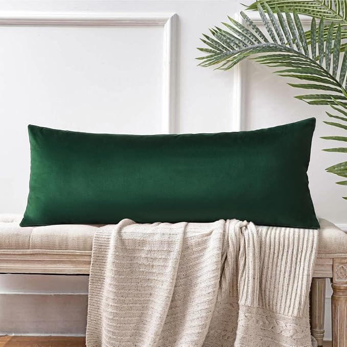 Artscope Luxury Velvet Lumbar Pillow Cover Super Soft Decorative Rectangle Throw Pillow Covers Case Cushion Covers for Sofa Couch Bedroom Car Decor 14x36 Inch Army Green