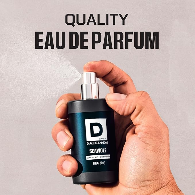 Duke Cannon Proper Cologne Seawolf | Men's Eau de Parfum | Driftwood and Coastal Air | Subtle, Fresh Long-Lasting Scent | 1.7 fl oz (Pack of 2)