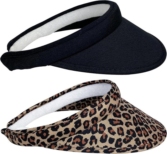 2 Pack Sun Visor Hats Women Men Clip On Wide Brim Visors Hat Outdoor Sports Golf Beach Travel Tennis Caps