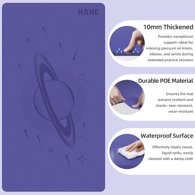 Extra Wide Yoga Mat, 72"x40"x0.4"Thick, Large Exercise Mat, Oversized Non Slip Workout Mat with Strap for Yoga, Pilates, Fitness, Home Gym Studio