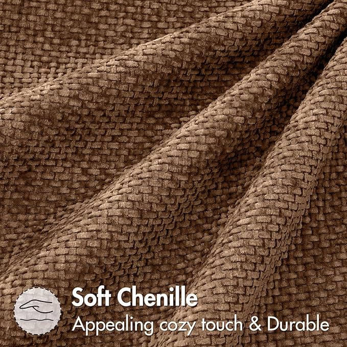 MIULEE Decorative Couch Throw Pillow Covers 18x18 in Golden Brown 2 Pack | Modern Boho Neutral Accent Pillows, Soft Chenille Pillow Covers, Farmhouse Cushion Cases for Home Decor Bed Sofa Living Room