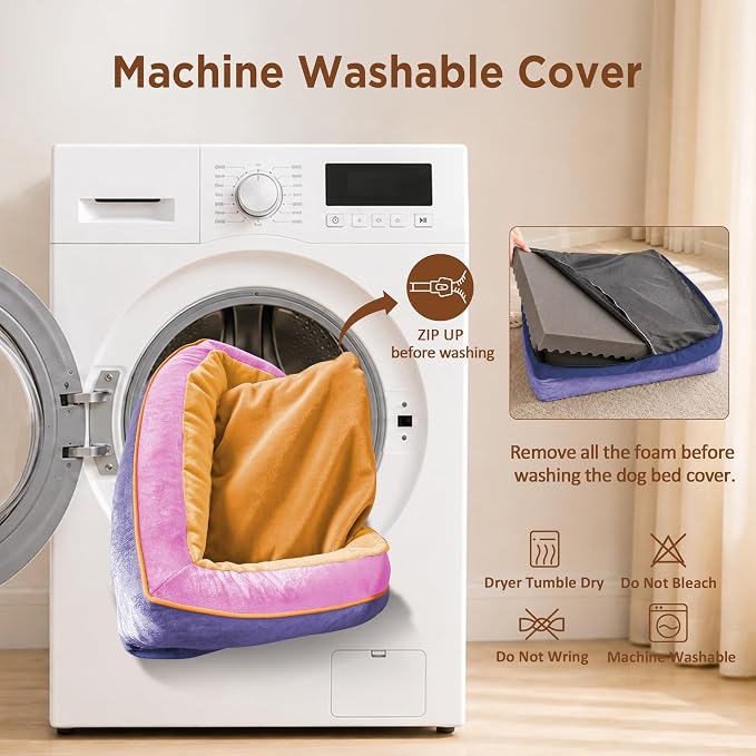 Comfort Expression Orthopedic Dog Bed for Extra Large Dogs with Bolster | Waterproof Dog Couch Bed with Washable Cover & Non-Slip Bottom, Supportive Egg Crate Foam XL Pet Bed, 45x35 Inch