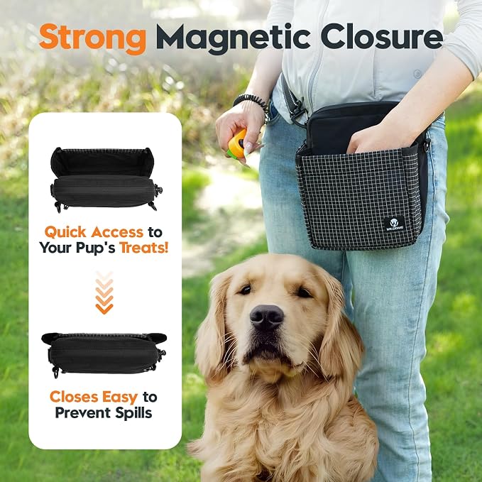 Dog Treat Pouch for Training, Magnetic Dog Walking Bag and Fanny Pack
