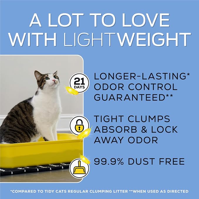 Purina Tidy Cats Lightweight Free and Clean Unscented Multi-Cat Clumping Cat Litter, Odor Control, Low Dust, 12 lb. Box