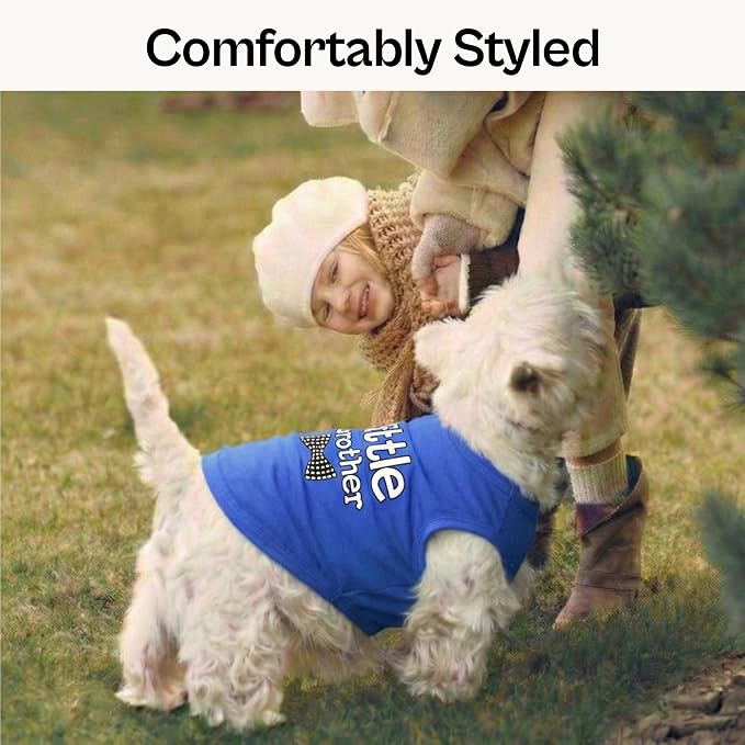 Parisian Pet Dog Shirt – 100% Cotton Shirts for Large Dogs – Blue Sleeveless Pet Clothes – Lightweight and Breathable Dog Apparel – Boy Little Brother Dogs Clothes - Stretchy Pet T Shirts