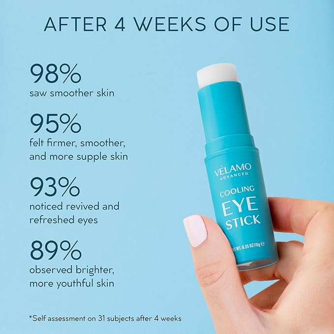 Cooling Eye Balm Stick with Caffeine: Under Eye Cream for Dark Circles Puffiness Eye Bags - Hyaluronic Acid Instantly Cooling, Hydrating & Brightening - Portable & Perfect for On-the-go Use 0.35 oz