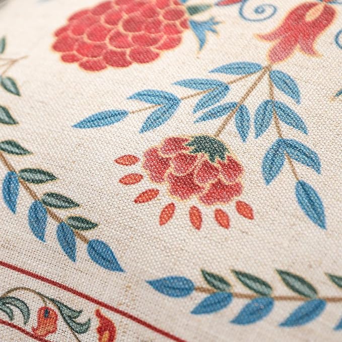 patdrea French Vintage Linen Throw Pillow Cover,18"x18",Set of 2-Puno A | Elegant Decorative Pillow Case with Zipper,Elegant Floral Pattern,Pillow Cover for Couch Living Room Bedroom Sofa