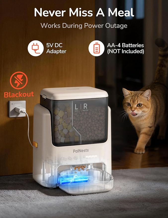 Automatic Cat Feeder 5L Dual Chamber, Timed 10 Meals WiFi | Pet Food Dispense Timed Feeding, 10 Meal Plans per Day, Smart Dry Food Dispenser with 2.4GHz/5GHz Wi-Fi Sardine Color