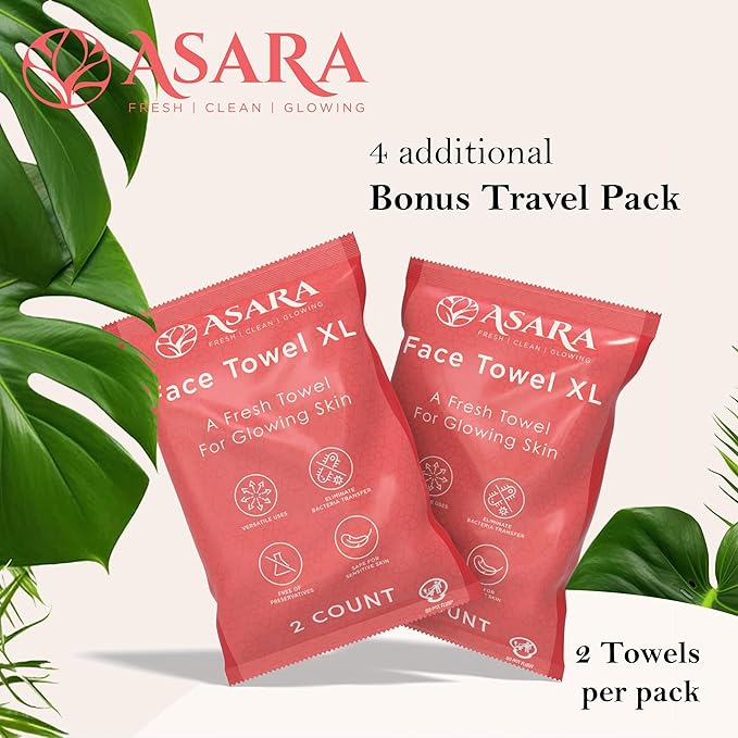 Clean Face Towels Disposable XL Facial Wipes | Add Water As a Makeup Remover | Sensitive Skin Face Towels | Organic Vegan Biodegradable - Clean Daily Towelettes | by Asara (100 Count)