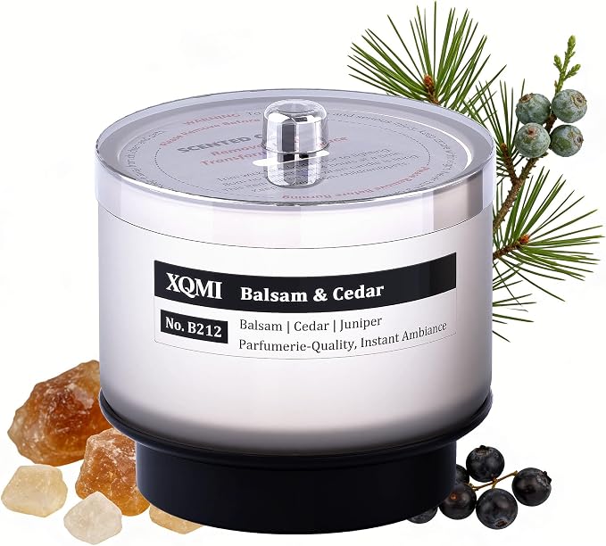 Smart Scented Candle Replaceable Refill with smart chip, Balsam & Cedar, 4.25oz Large Jar with up to 35 Hour Burn, Giftable